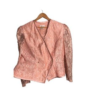 In the mood | Vintage Pink lace Victorian blazer suit jacket. Big 80s/90s vibes